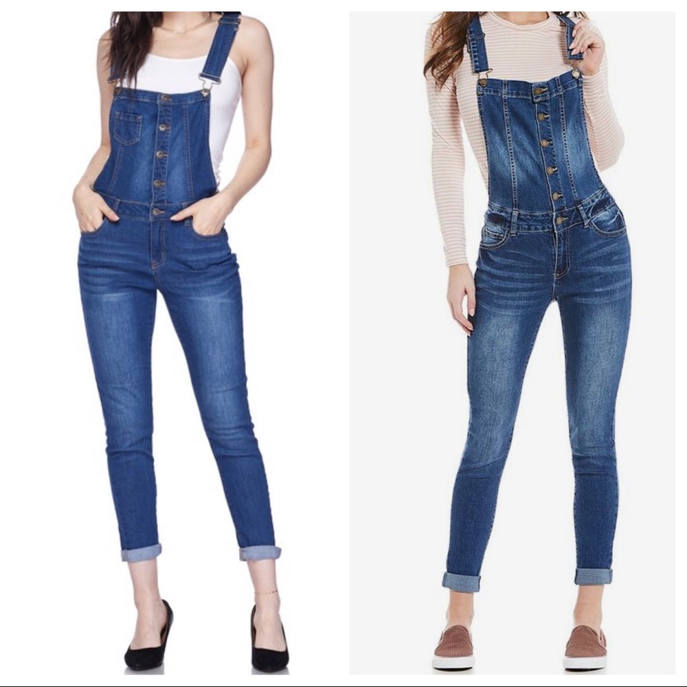 ✨LAST ONE✨BUTTON DOWN SKINNY DENIM OVERALLS - Picture 7 of 8